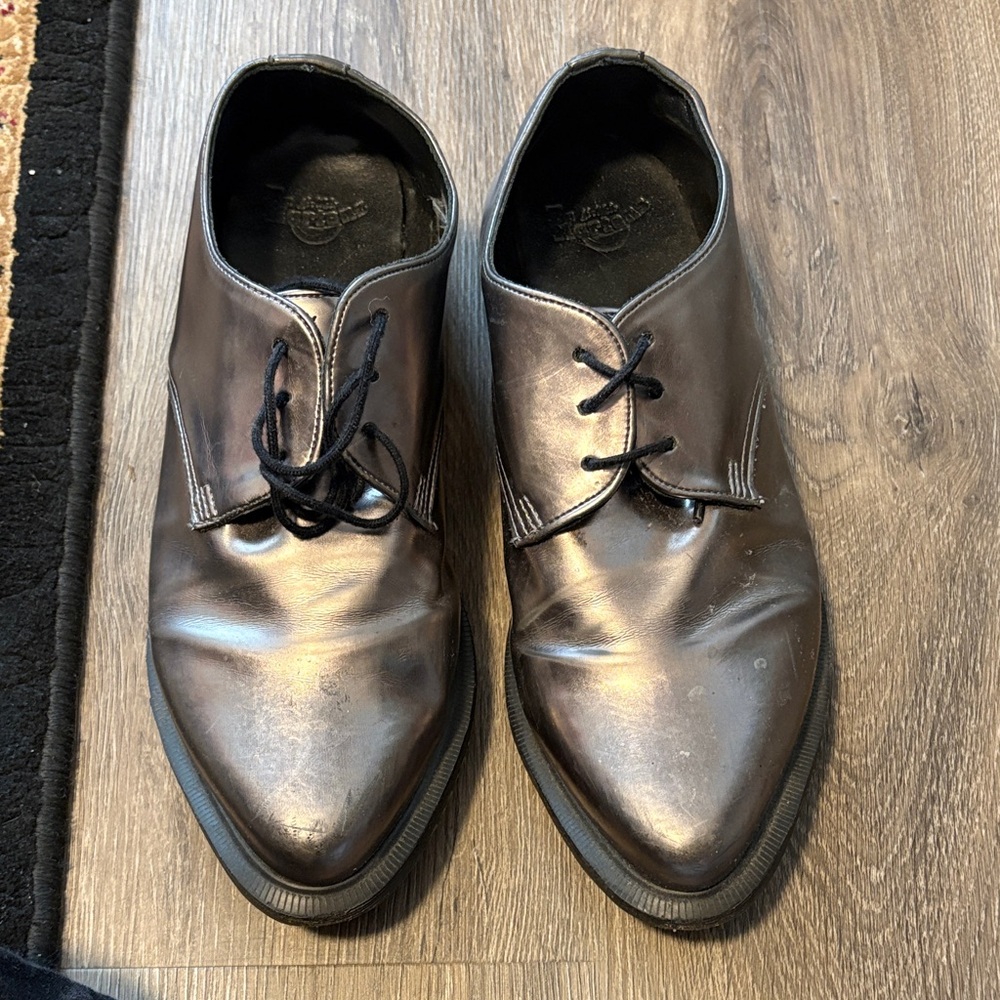 Dr. Martens Shiny Silver Oxfords